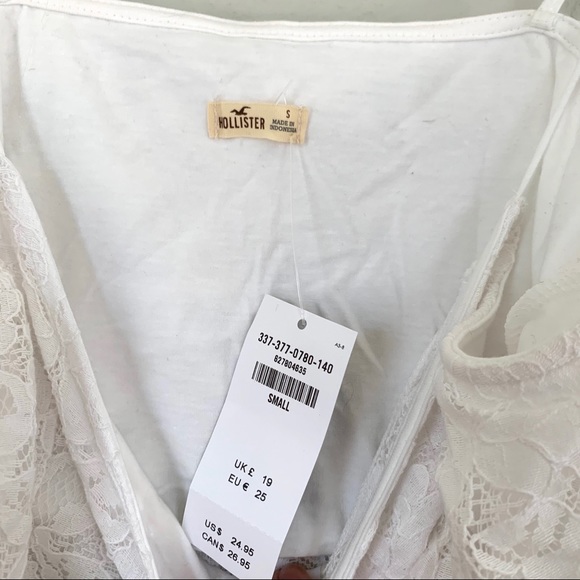 NEW Hollister white lace crop spaghetti strap top - Picture 3 of 6